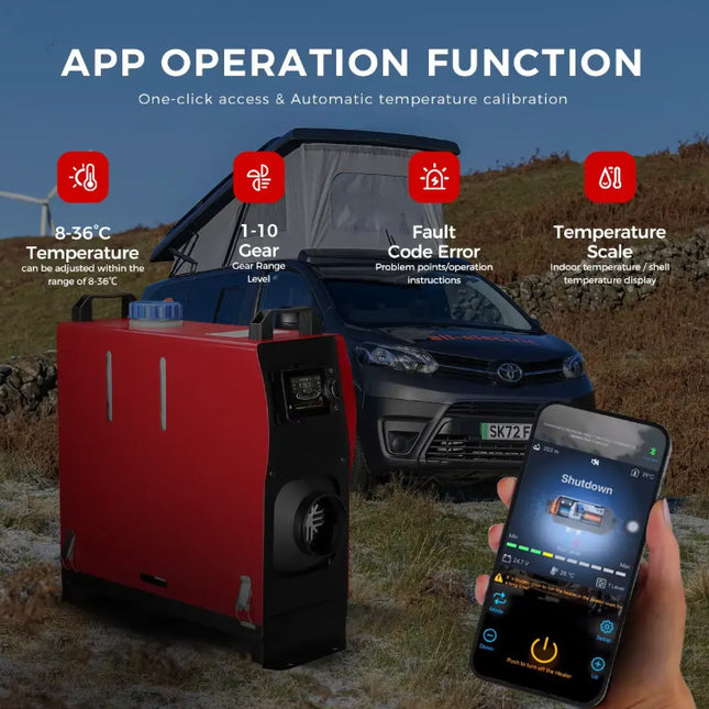 Diesel Air Heater 12V 8KW Bluetooth App - salelink.co.nz