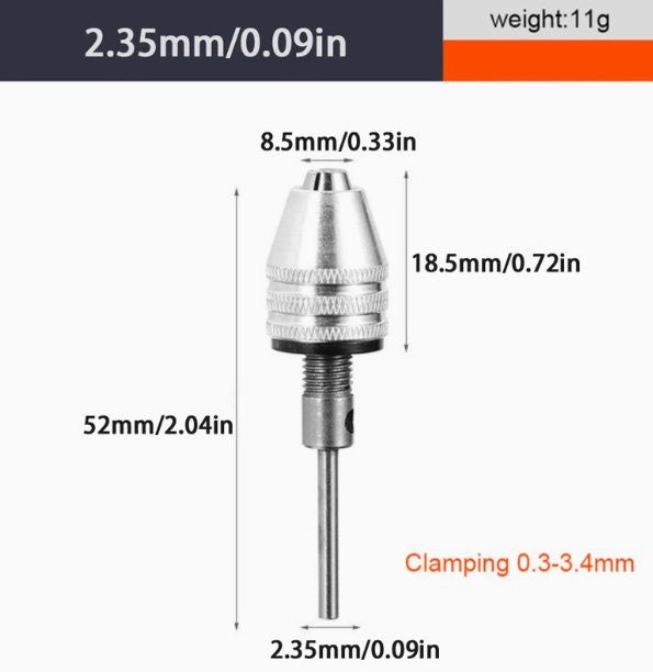 Drill Chuck Adapter - Round 0.3-3.4mm - salelink.co.nz