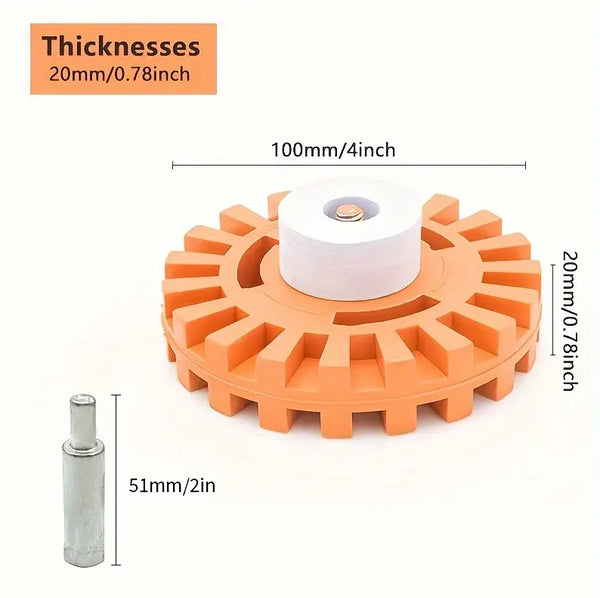 4inch Rubber Eraser Wheel Adhesive Remover Vinyl Decal Graphics Removal Tool