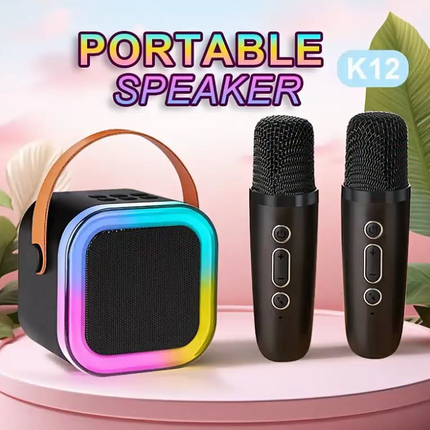 Bluetooth Singing Speaker Karaoke Player with 2 Wireless Microphones - salelink.co.nz