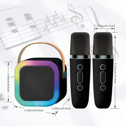 Bluetooth Singing Speaker Karaoke Player with 2 Wireless Microphones - salelink.co.nz