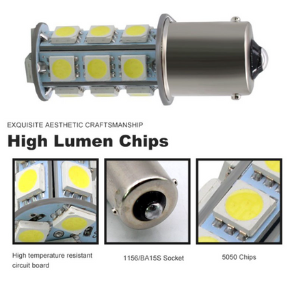 2X 18 Led Brake Reverse Turn Stop Tail Light Bulb 1156 BA15S Car White Globe - salelink.co.nz