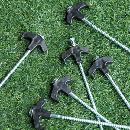 20x Camping Tent Pegs Heavy Duty Screw Steel In Ground Camping Outdoor Stakes - salelink.co.nz