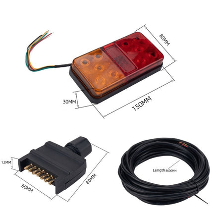LED Trailer Tail Light Kit Pair Plug 8m 5 Core Wire Caravan Ute 7 Pin Flat Set