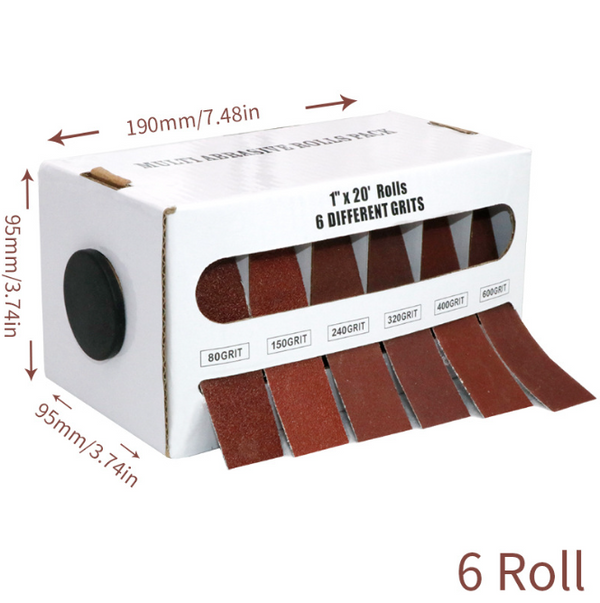 6x Emery Cloth Roll 6 Grits Abrasive Sandpaper Rolls Sand Paper with Dispenser