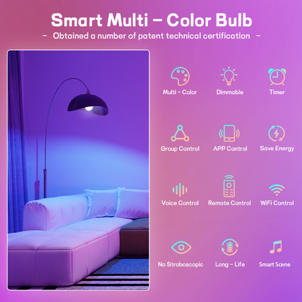 10W B22 WiFi Bluetooth Smart Bulb RGB Voice Control