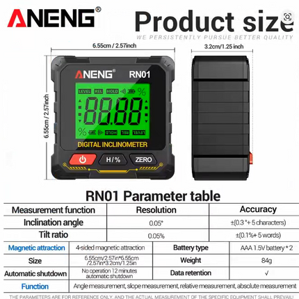 360 Digital Angle Finder Magnetic Inclinometer Mini Protractor Slope Level Gauge