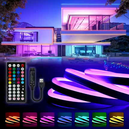 USB RGB Neon LED Strip Light 5M Music Sync Kit