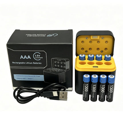 8 Pack Rechargeable Triple A Lithium AAA Batteries with Fast Smart Charger