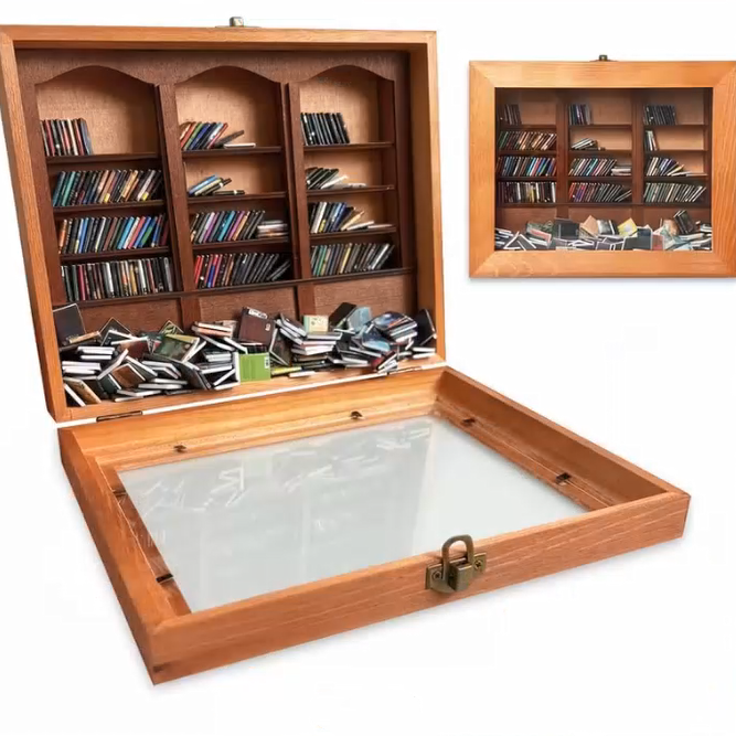 Anxiety Bookshelf Miniature Display Shelf,Contains 200 Miniature Book Models