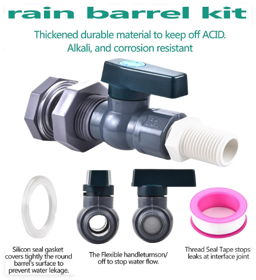 2PCS Rain Barrel Spigot Kit (3/4 inch)