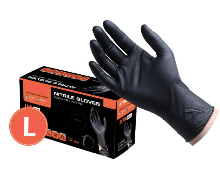 100x Disposable Nitrile Gloves Latex Powder Free Black Large