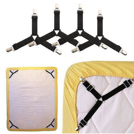 4pcs Triangle Fitted Sheet Strap Clips Grippers Mattress Bed Suspenders Holder - salelink.co.nz
