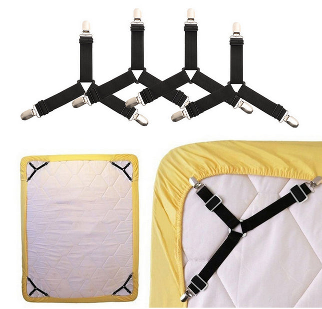 4pcs Triangle Fitted Sheet Strap Clips Grippers Mattress Bed Suspenders Holder - salelink.co.nz