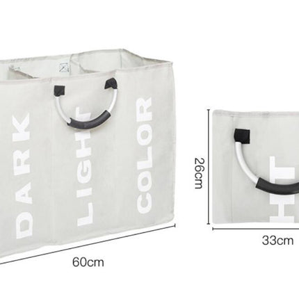 3 Sections Large Laundry Bag Storage Bag with Carry Handles