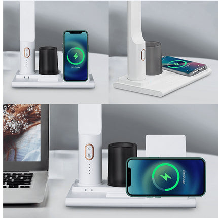 Desk Lamp with Wireless Charging and Pen Holder White