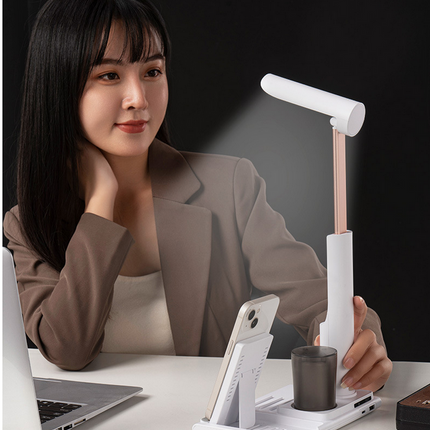 Desk Lamp with Wireless Charging and Pen Holder White