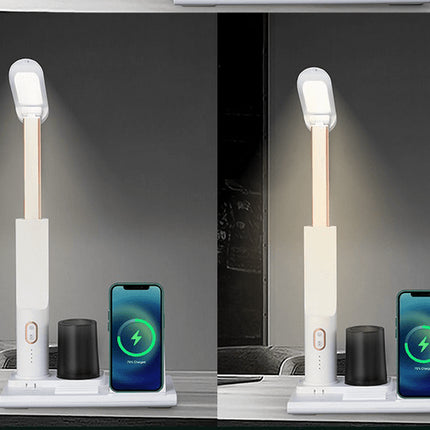 Desk Lamp with Wireless Charging and Pen Holder White