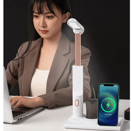 Desk Lamp with Wireless Charging and Pen Holder White