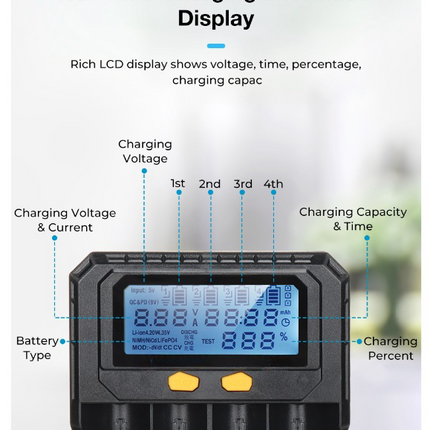 Smart Battery Charger 4 Slots