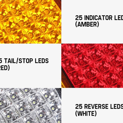 2x LED Tail Lights Stop Indicator Reverse 12V Ute Trailer Caravan Truck - salelink.co.nz