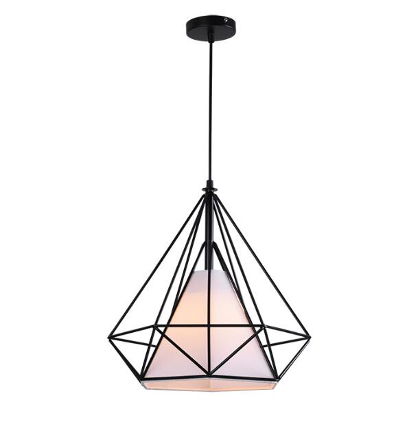 Pendant Hanging Light Lampshade Metal Diamond Black