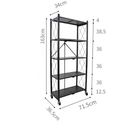 Folding Shelving Rack Black 5-Tier