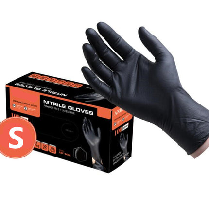 100x Disposable Nitrile Gloves Latex Powder Free Black Small - salelink.co.nz