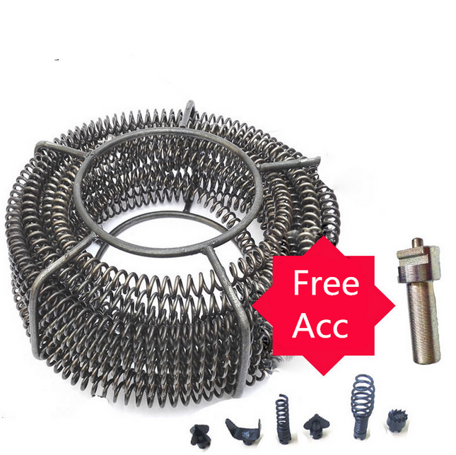16mm Plumber Drain Pipeline Sewer Cleaner 12M Drill Bit for Snake Pipe Drill Kit - salelink.co.nz