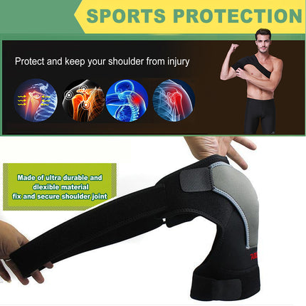 Left Shoulder Adjustable Support Brace Compression Strap Heat Patch Protection Sports - salelink.co.nz