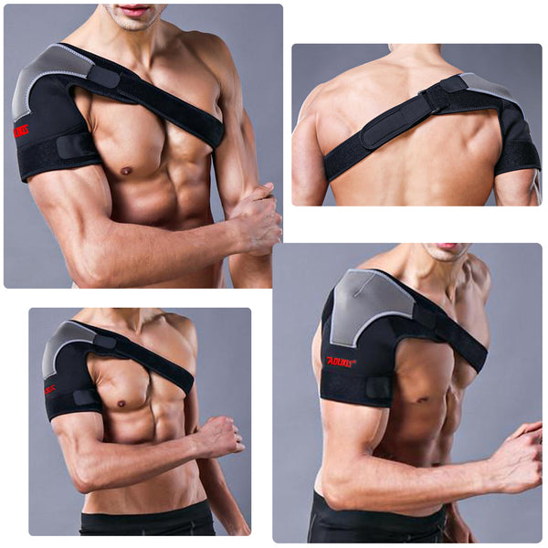 Left Shoulder Adjustable Support Brace Compression Strap Heat Patch Protection Sports