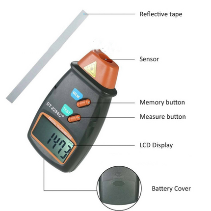 LCD Laser Photo Tachometer RPM Tester Speed Meter