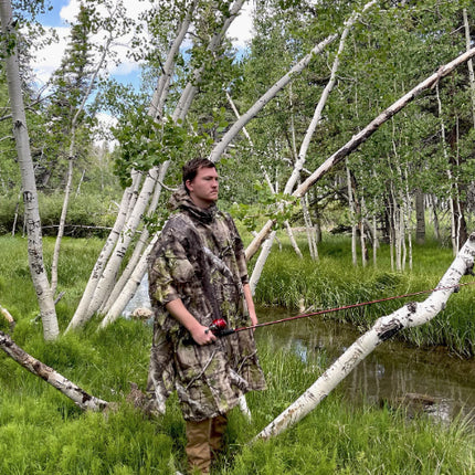 Rain Poncho Hooded Waterproof Camo Raincoat for Hunting Hiking Camping Fishing