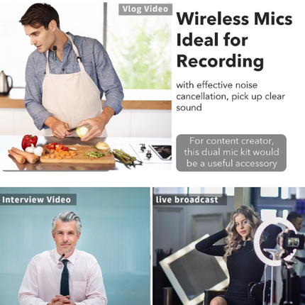 Microphone Dual Lapel Microphone for iPhone Ipad Android Pc