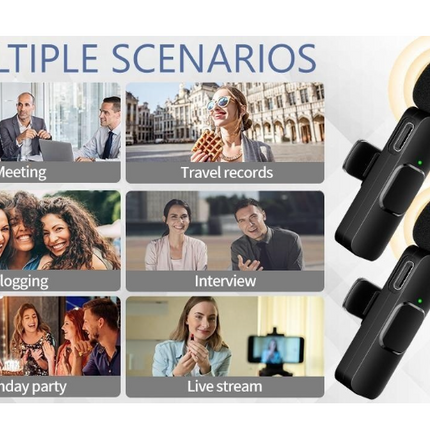 Microphone Dual Lapel Microphone for iPhone Ipad Android Pc