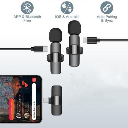 Microphone Dual Lapel Microphone for iPhone Ipad Android Pc