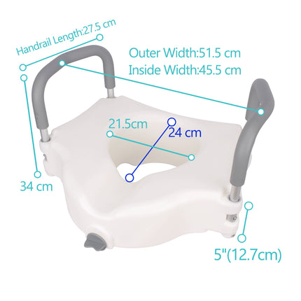 2 in 1 Raised Toilet Seat with Removable Padded Arms, Standard Seat