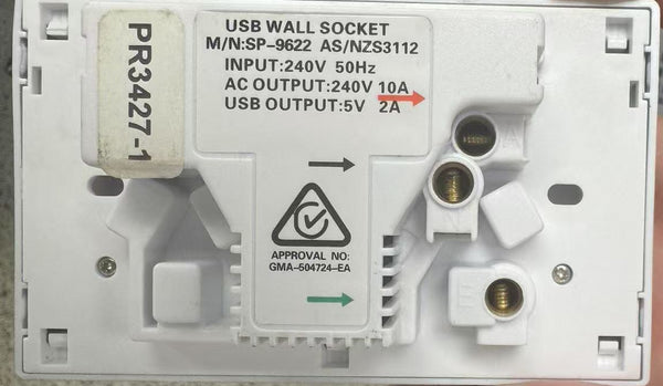 Dual USB 2.1A Power Point Home Wall Power Supply Socket