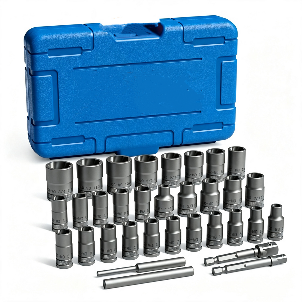 33PCS 3/8" 1/4'' Deep Well Bolt  Extractor Set
