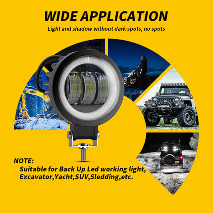 2pcs 7.6 cm LED Fog Spot Light DRL 30W Auxiliary Passing Lamp