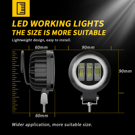 2pcs 7.6 cm LED Fog Spot Light DRL 30W Auxiliary Passing Lamp
