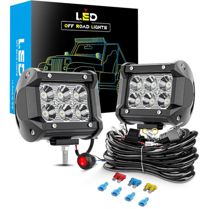 Pair 3Inch Led Work Light Bar Spot Flood Off-road Driving 4Wd 4X4 Reverse
