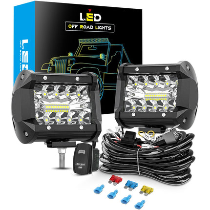 Pair 3Inch Led Work Light Bar Spot Flood Offroad Driving 4Wd 4X4 Reverse