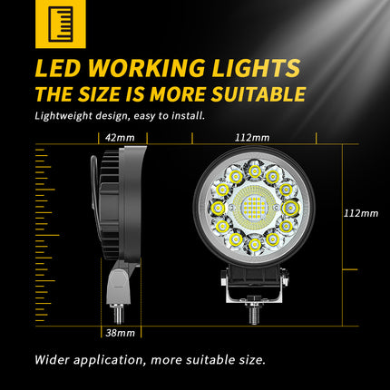 2pcs Round 6500K LED Bar Offroad 4X4 Spotlight Work Light