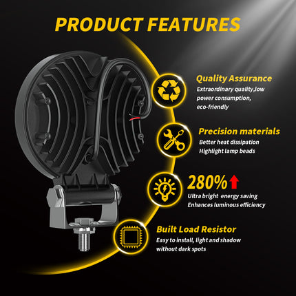 2pcs Round 6500K LED Bar Offroad 4X4 Spotlight Work Light