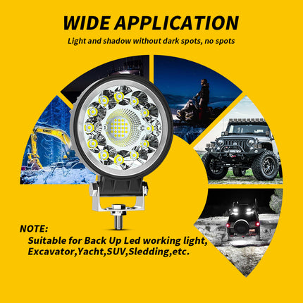 2pcs Round 6500K LED Bar Offroad 4X4 Spotlight Work Light