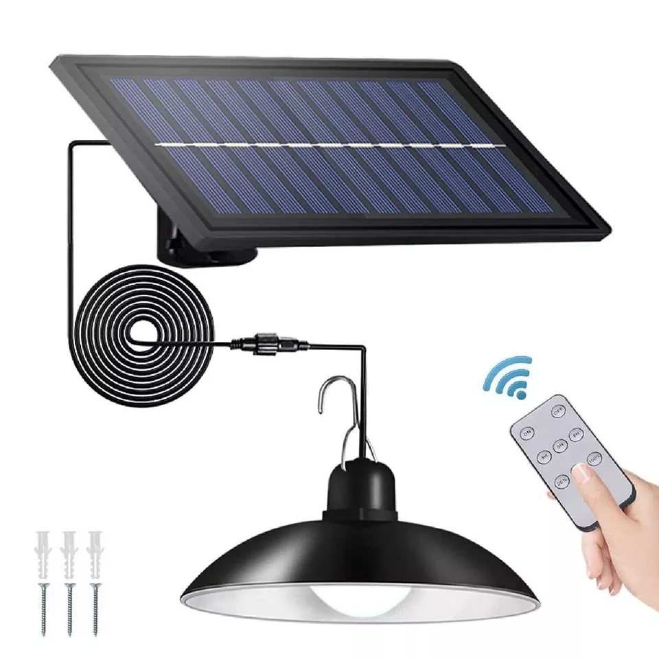 Solar Powered Hanging Pendant Light Garden Outdoor Patio Shed LED Lamp Lighting
