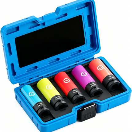 5pcs Half Size Lug Nut Socket Set, Wheel Protector Impact Deep Socket