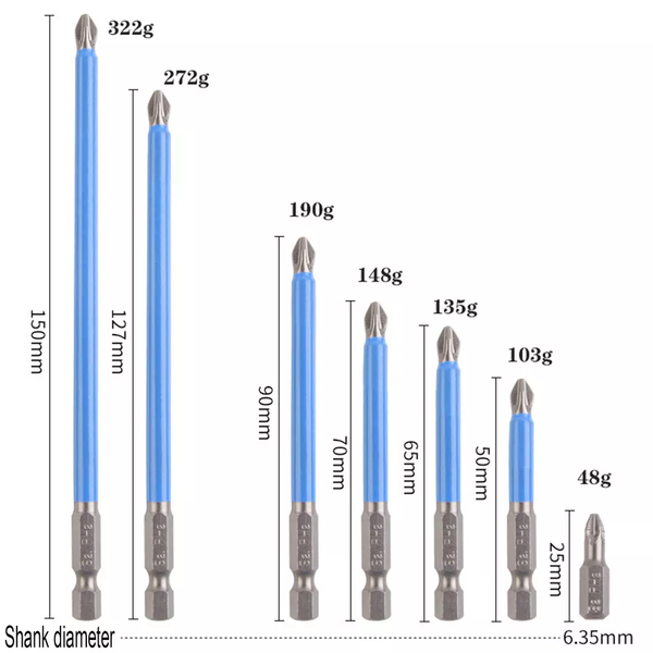 Magnetic Anti-Slip Drill Bit PH2 Cross Head Screwdriver Set Tool 25mm-150mm New