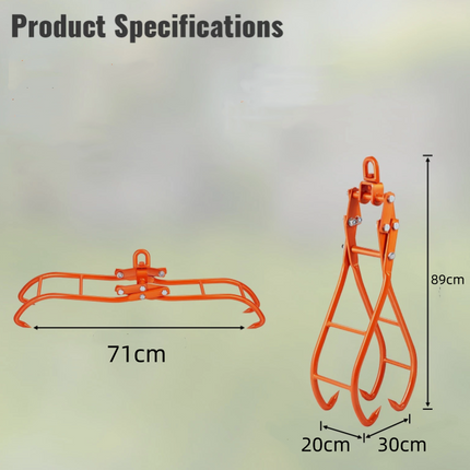 28-Inch Timber Claw Hook with 4 Claws, Log Grapple, 1000kg Capacity